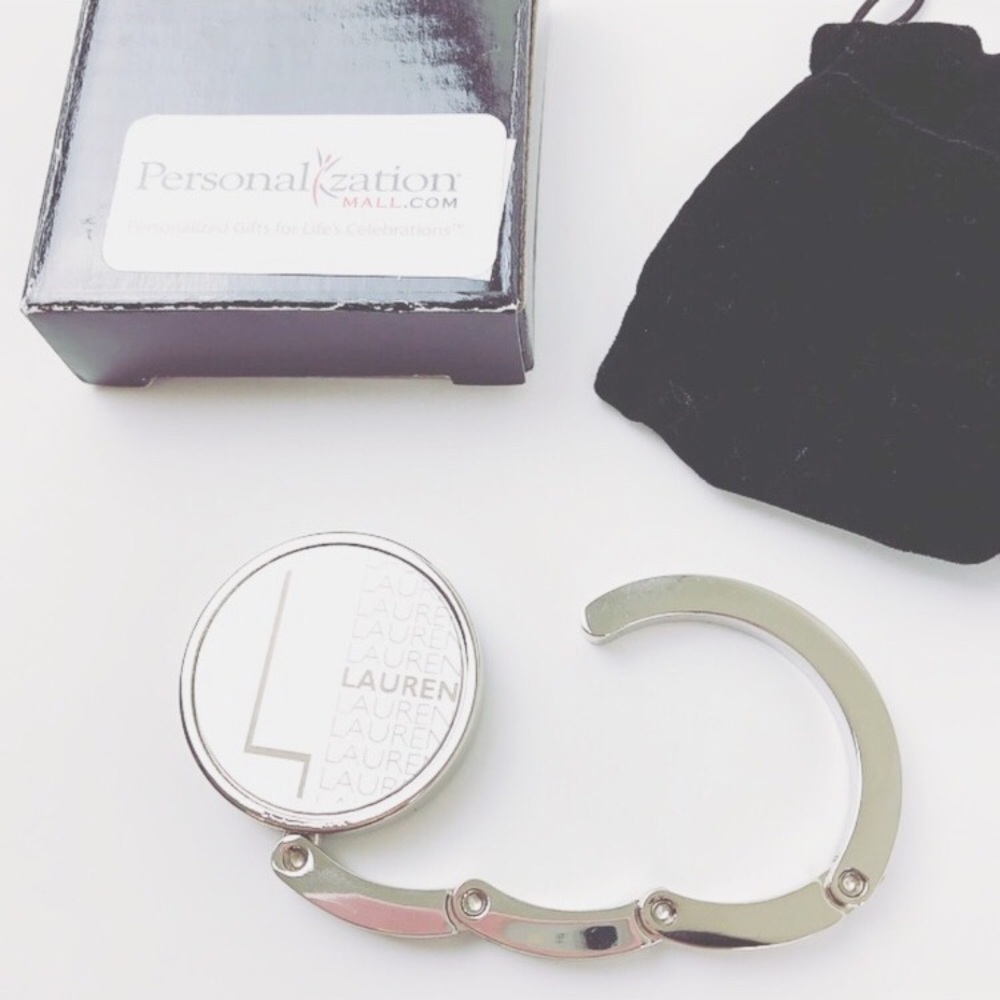 NEW Lauren silver foldable purse handbag hook